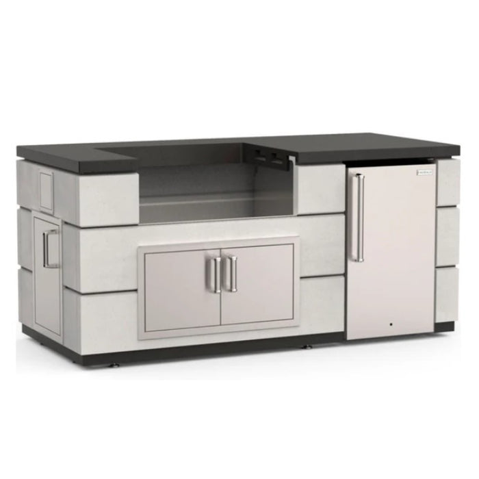 Fire Magic 77" Contemporary Pre-Fab Island Bundle White Aspen Base w/ Polished Black Lava Counter