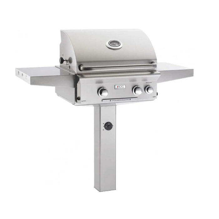 American Outdoor Grill T-Series 24-Inch 2-Burner Gas Grill On In-Ground Post with Backburner & Rotisserie